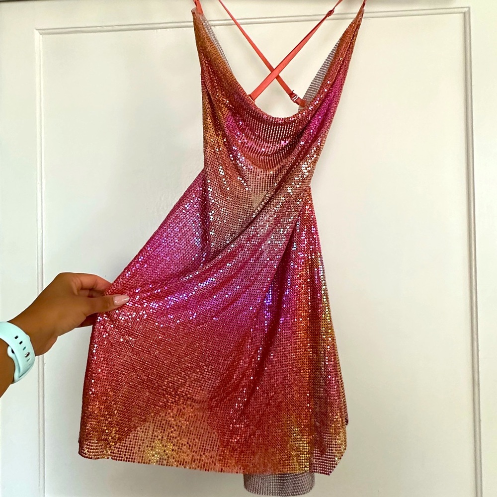 White fox boutique iconic image mini dress iridescent